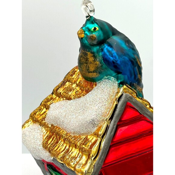 Department 56 Mercury Glass Christmas Tree Ornament Birdhouse Vintage Handpaint - Picture 11 of 16